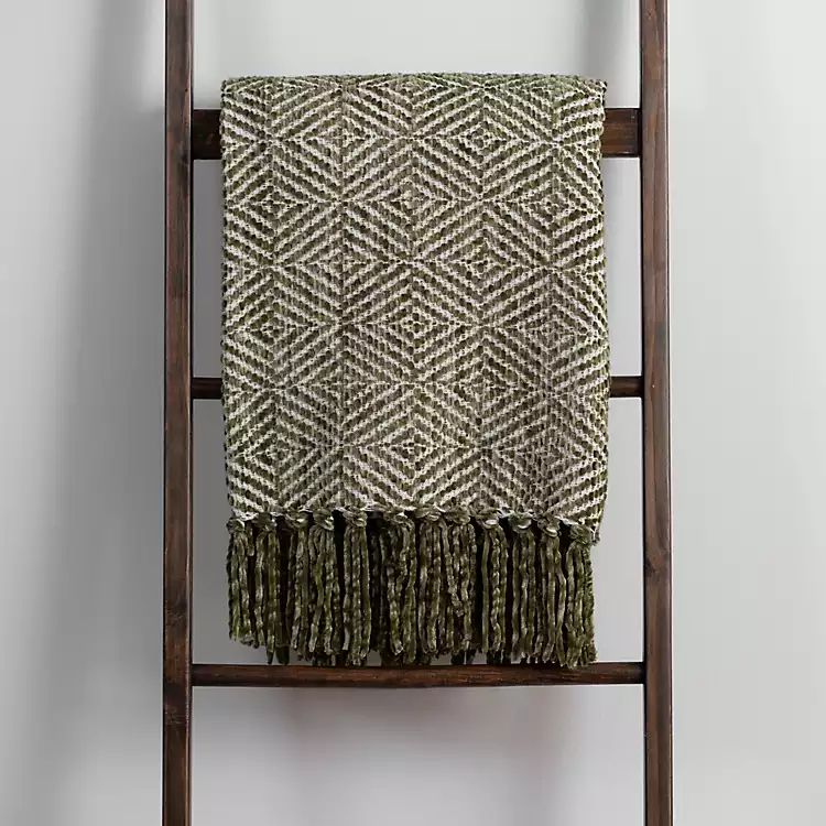 New! Green Diamond Chenille Throw | Kirkland's Home