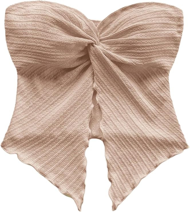 SOLY HUX Women's Tube Top Twist Split Hem Strapless Sleeveless Asymmetrical Going Out Crop Tops | Amazon (US)