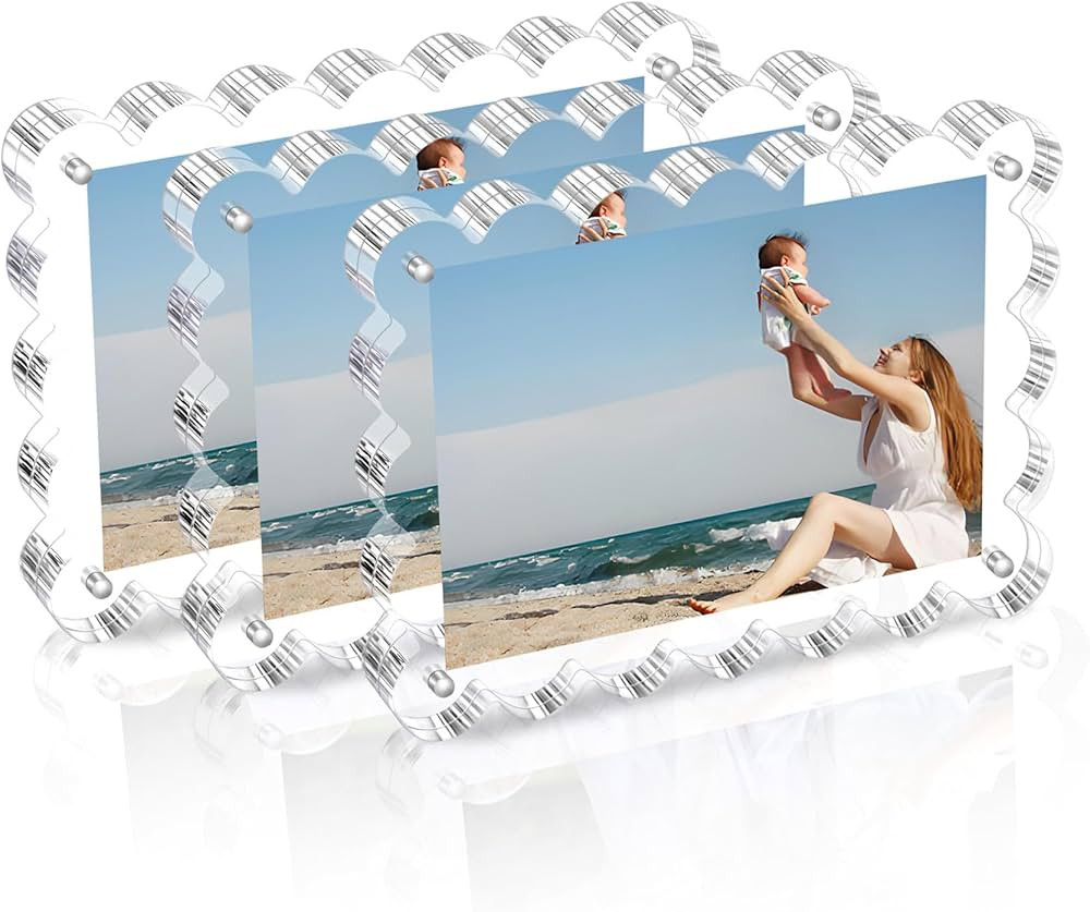 3 Pack Acrylic Picture Frame: 4x6inch Magnetic Picture Frames, Double Sided Magnet Frames,10+10mm... | Amazon (US)