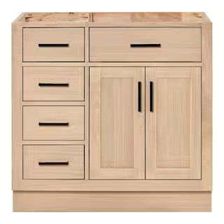 ARIEL Hepburn 36 in. W x 21.5 in. D x 34.5 in. H Single Bath Vanity Cabinet without Top in Oak T0... | The Home Depot