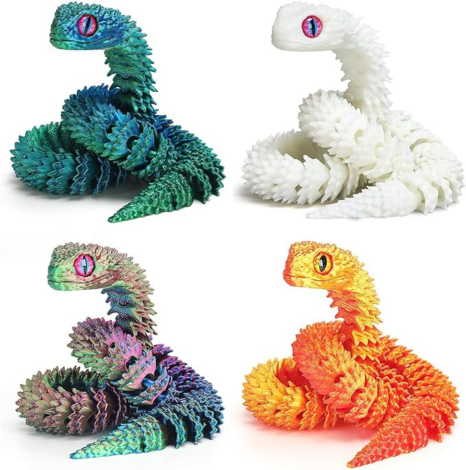 4 Pcs 12in 3D Printed Snake Toys,3D Printed Animals for Easter Eggs Filled,Easter Basket Stuffers... | Amazon (US)