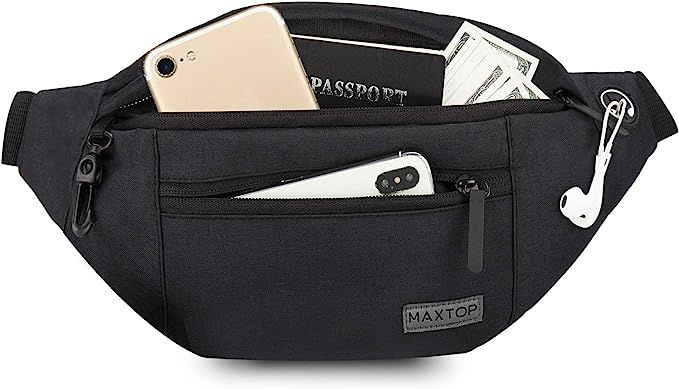 MAXTOP Large Crossbody Fanny Pack with 4-Zipper Pockets,Gifts for Enjoy Sports Festival Workout T... | Amazon (US)