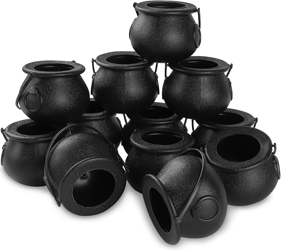 12pcs Mini Black Cauldron with Handle Halloween Mini Witch Cauldron Kettles Multi-purposed Small ... | Amazon (US)