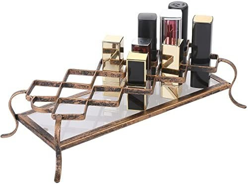 MyGift 10-Slot Vintage Brass Metal Makeup Holder with Acrylic Base, Lipstick and Mascara Cosmetic... | Amazon (US)