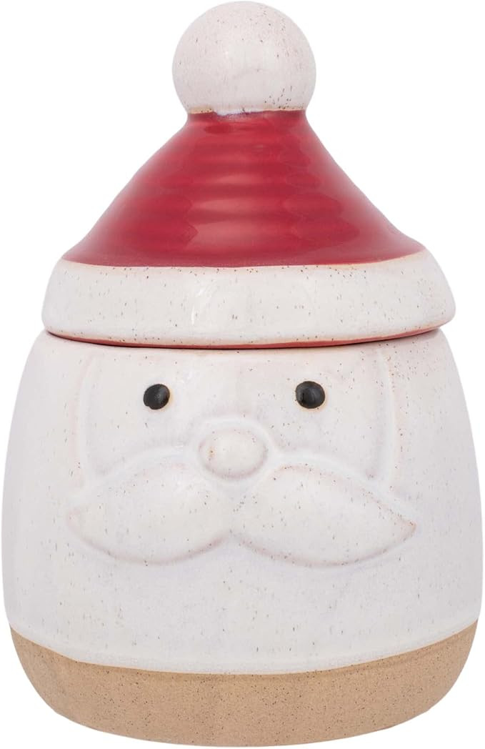 DEMDACO Distressed Santa with Red Hat Lid 7 x 4 Stoneware Tabletop Candy Dish Cookie Canister | Amazon (US)