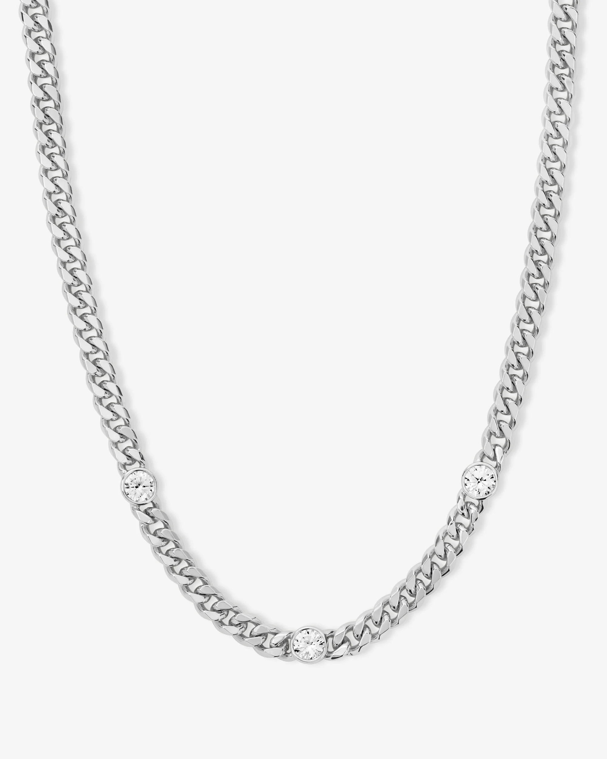 Julian Triple Diamond Necklace 18" - Silver|White Diamondettes | Melinda Maria Jewelry