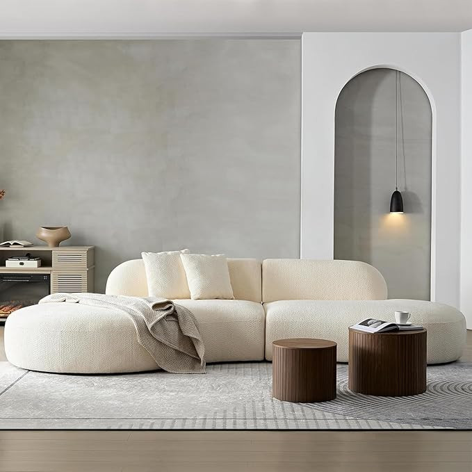 135" Curved Sofa Couch Modern Oversized 6-Seat Upholstery Boucle Sectional Sofa Couch with Pillow... | Amazon (US)