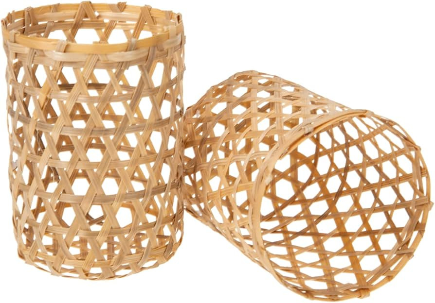BESTonZON 2pcs Bamboo Cup Sleeves Glass Decor Glass Coffee Tumbler Rattan Vase Wedding Centerpiec... | Amazon (US)