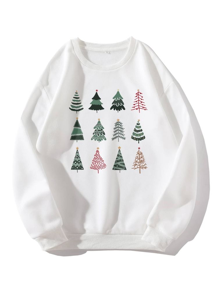 Christmas Tree Print Thermal Pullover | SHEIN
