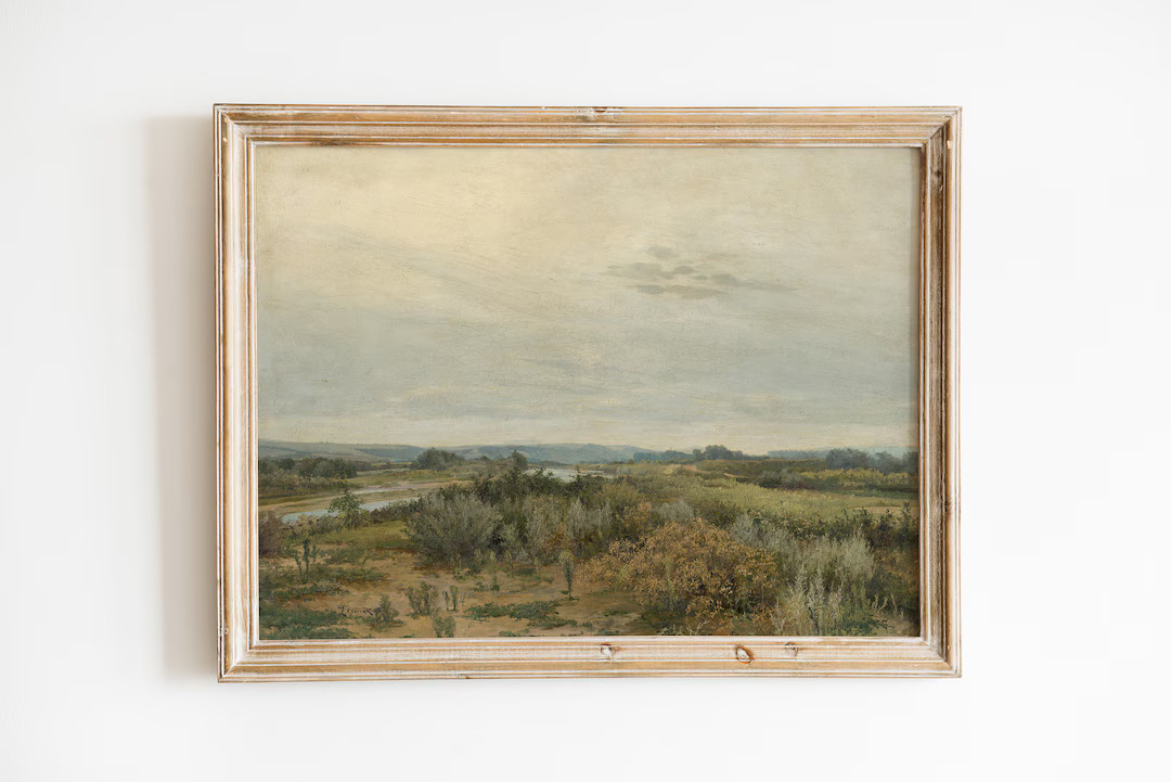 Vintage Landscape Print, Printable Wall Art, Country Landscape Painting, Muted Tones, Farmhouse D... | Etsy (US)