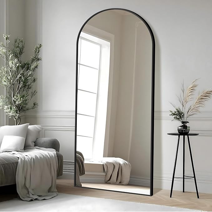 71x32 Large Arched Full Length Mirror, Black Floor Standing Mirrors for Bedroom, Full Body Dressi... | Amazon (US)