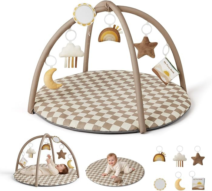 Blissful Diary Baby Play Gym Mat, Play Mat Activity Mat with 6 Detachable Toys for Stage-Based Se... | Amazon (US)