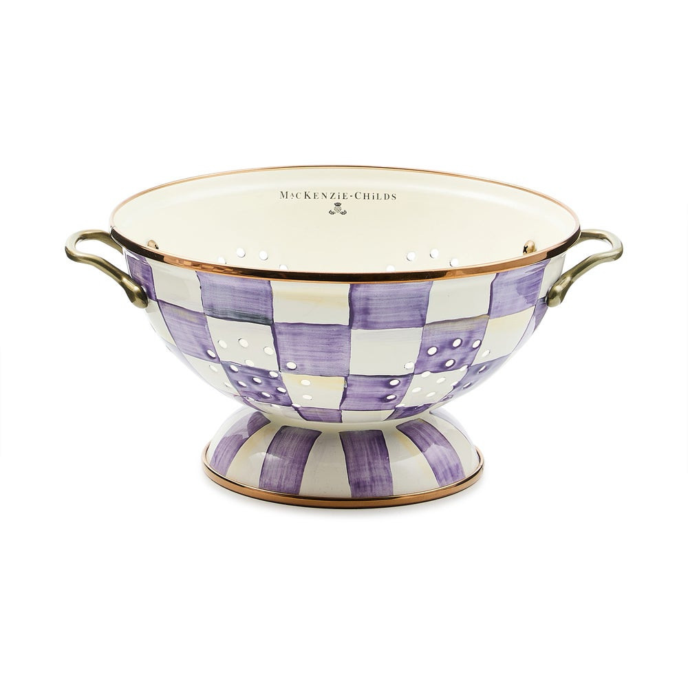Violet Check Large Colander | MacKenzie-Childs