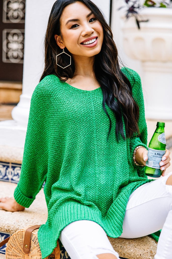 Don't Waste A Moment Kelly Green Oversized Sweater | The Mint Julep Boutique