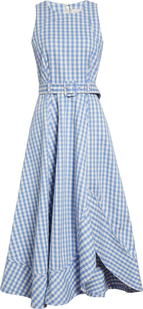 Zelda Gingham Belted Denim Midi Dress | Nordstrom