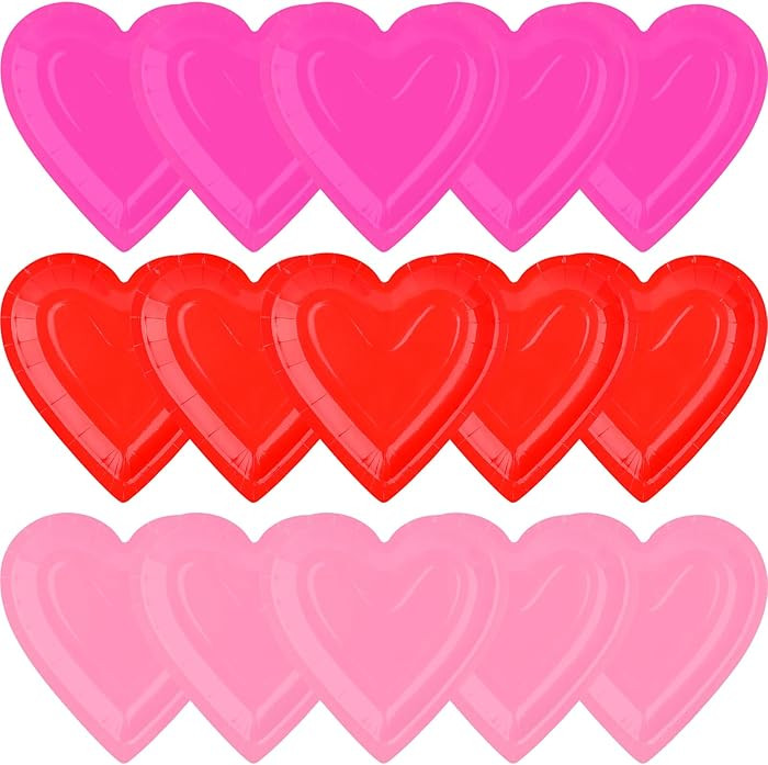 Gatherfun 48Pcs Heart Shaped Paper Plates Set - Romantic Red Heart Tableware for Valentine's, Ann... | Amazon (US)
