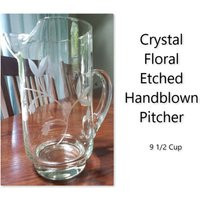Elegant Lead Crystal Etched Floral 9 Inch Pitcher Ex | Holds 9-10 Cups | Etsy (US)