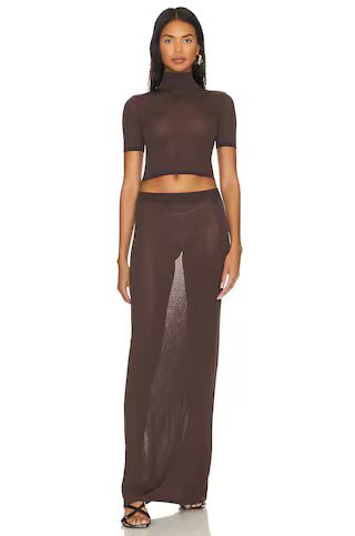 Hadi Maxi Skirt in Chocolate Brown Skirt Outfit Sheer Skirt Sheer Maxi Skirt Outfit Skirt Set Sets | Revolve Clothing (Global)