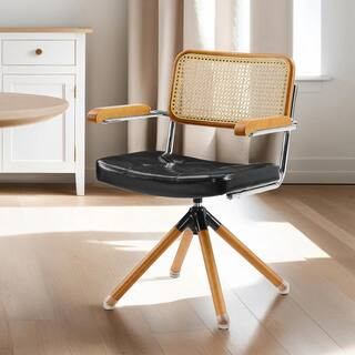 HO Black Faux Leather Swivel Task Chair with Arms | The Home Depot