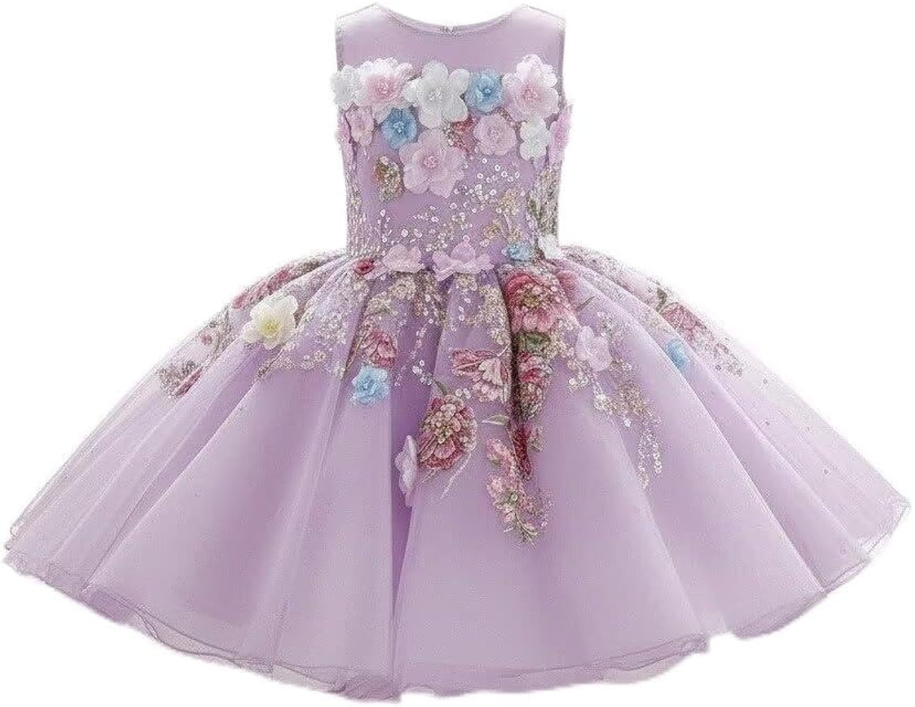 Tulle Toddler Flower Girl Dress Floral Embroidered Tulle Bow Dress for Kids Wedding Pageant Dress... | Amazon (US)