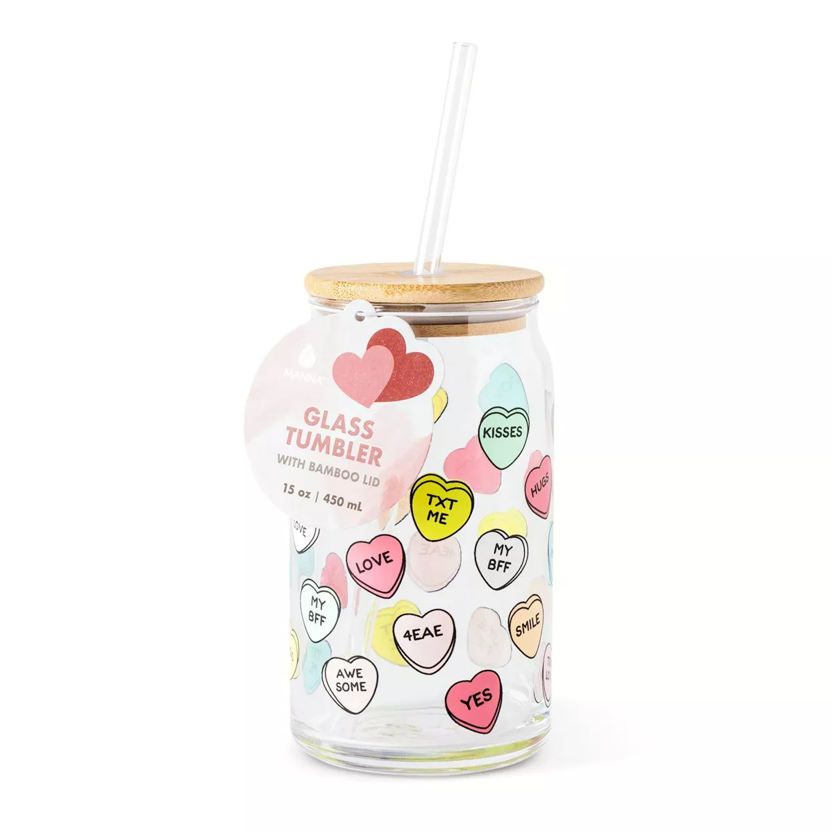 Manna 15oz Glass Neon Conversation Hearts Tumbler | Target