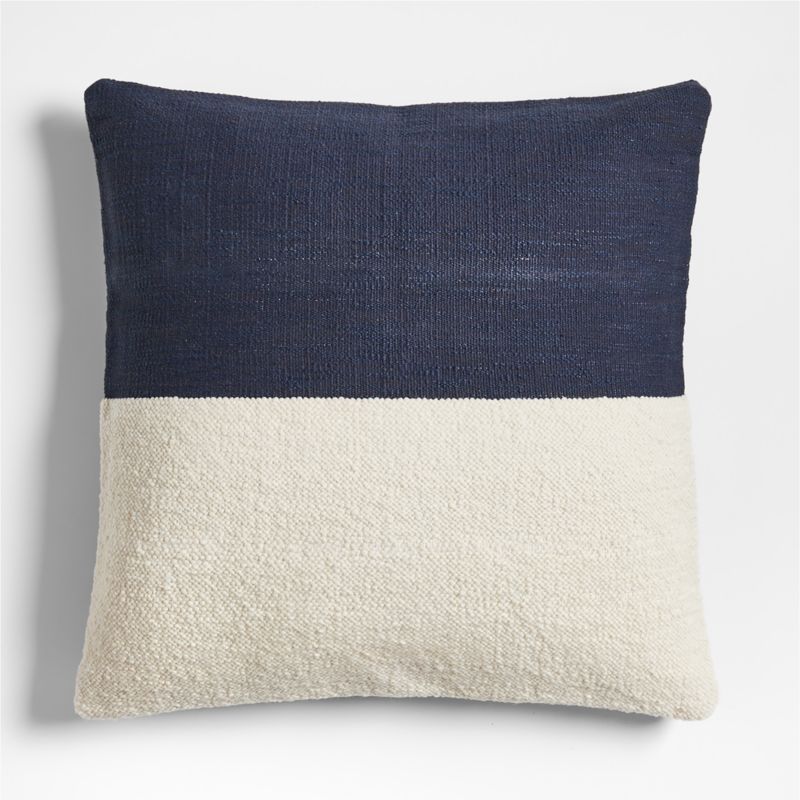 Biella Wool-Cotton Blend Textured 23"x23" Deep Indigo Blue Throw Pillow Cover + Reviews | Crate &... | Crate & Barrel
