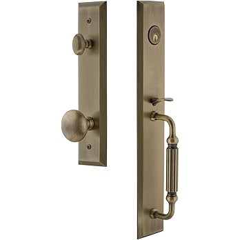 Grandeur 846172 Hardware One-Piece Handleset with F Grip and Fifth Avenue Knob in Vintage Brass, ... | Amazon (US)
