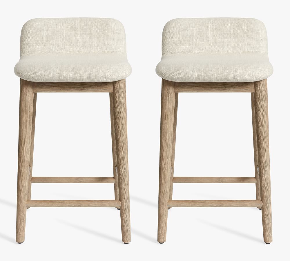 Zoe Counter Stool, Gray Wash/Basketweave Slub Oatmeal, Set of 2 | Pottery Barn (US)