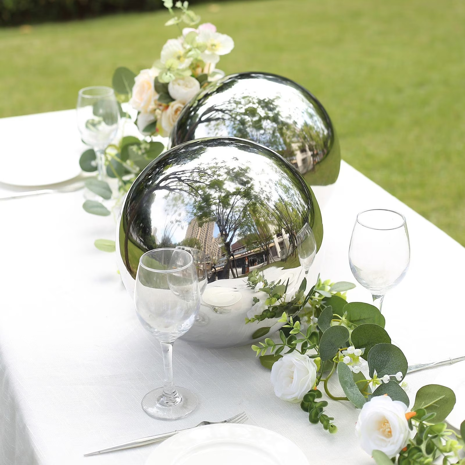 Balsa Circle 16" Silver  Stainless Steel Globe Gazing Reflective Mirror Ball Wedding Party Decorations Supplies - Walmart.com | Walmart (US)