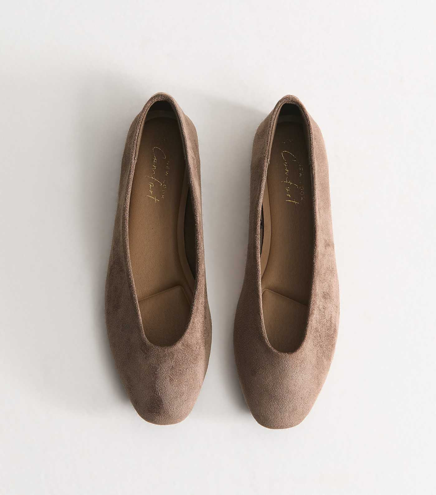 Light Brown Faux Suede Almond Toe Ballerina Flats | New Look | New Look (UK)
