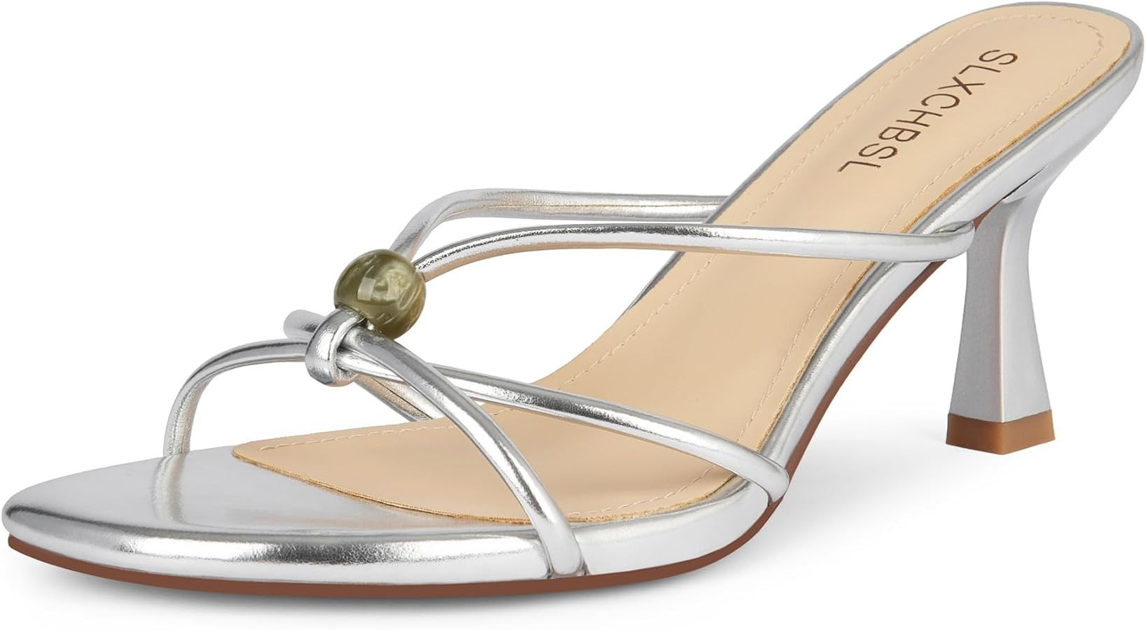 Slip On Kitten Heels for Women, Round Open Toe Low Heeled Sandals | Amazon (US)