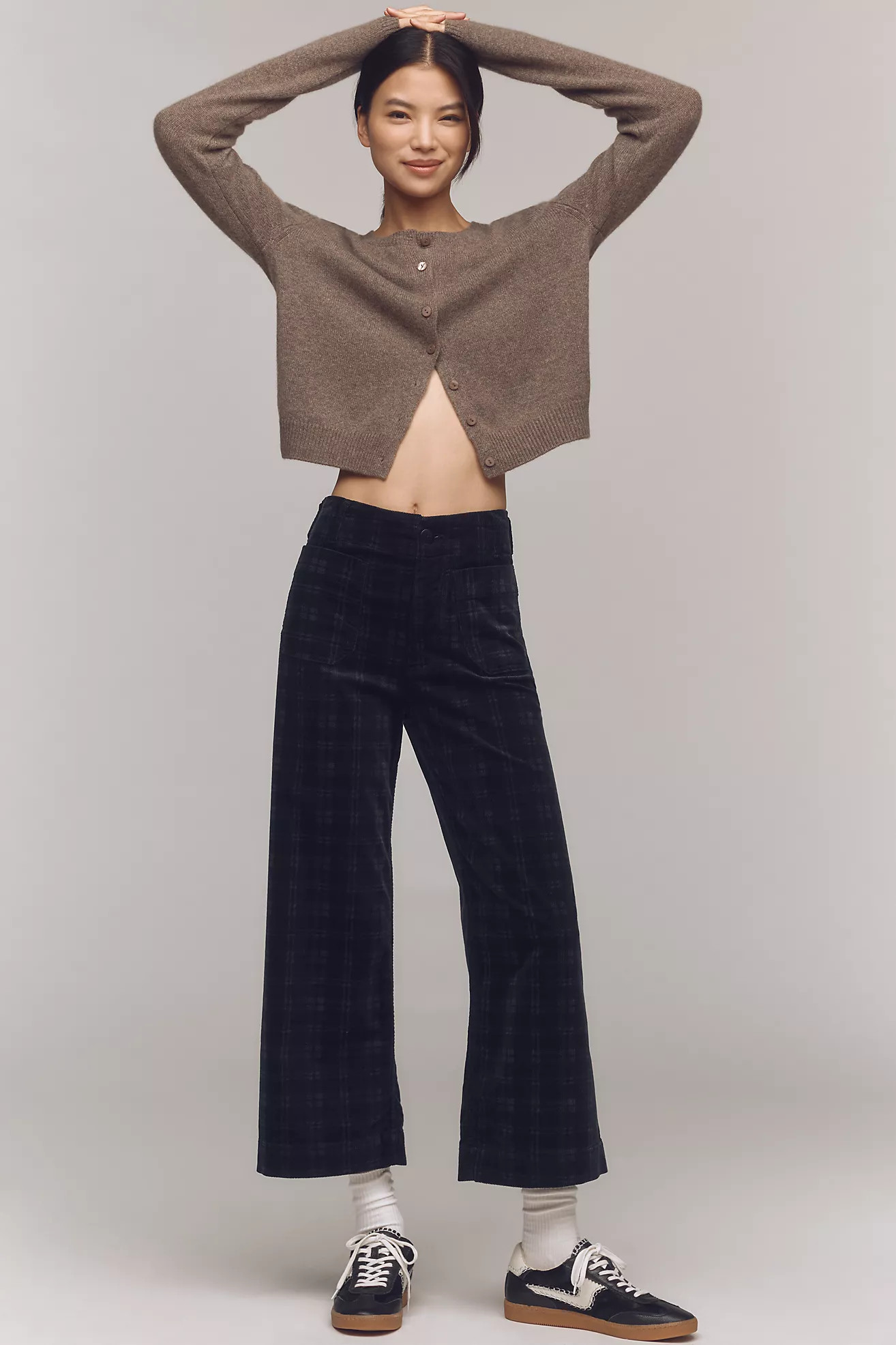 The Colette Cropped Wide-Leg Pants by Maeve: Plaid Corduroy Edition | Anthropologie (US)
