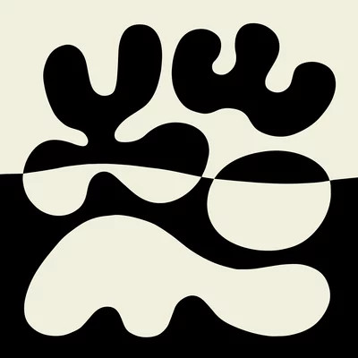 Mid Century Modern Organic Abstraction 235 Black and Linen | Society6