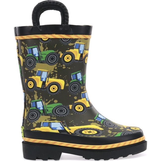 Tractor Tough Printed Rubber Rain Boot, Taupe | Maisonette