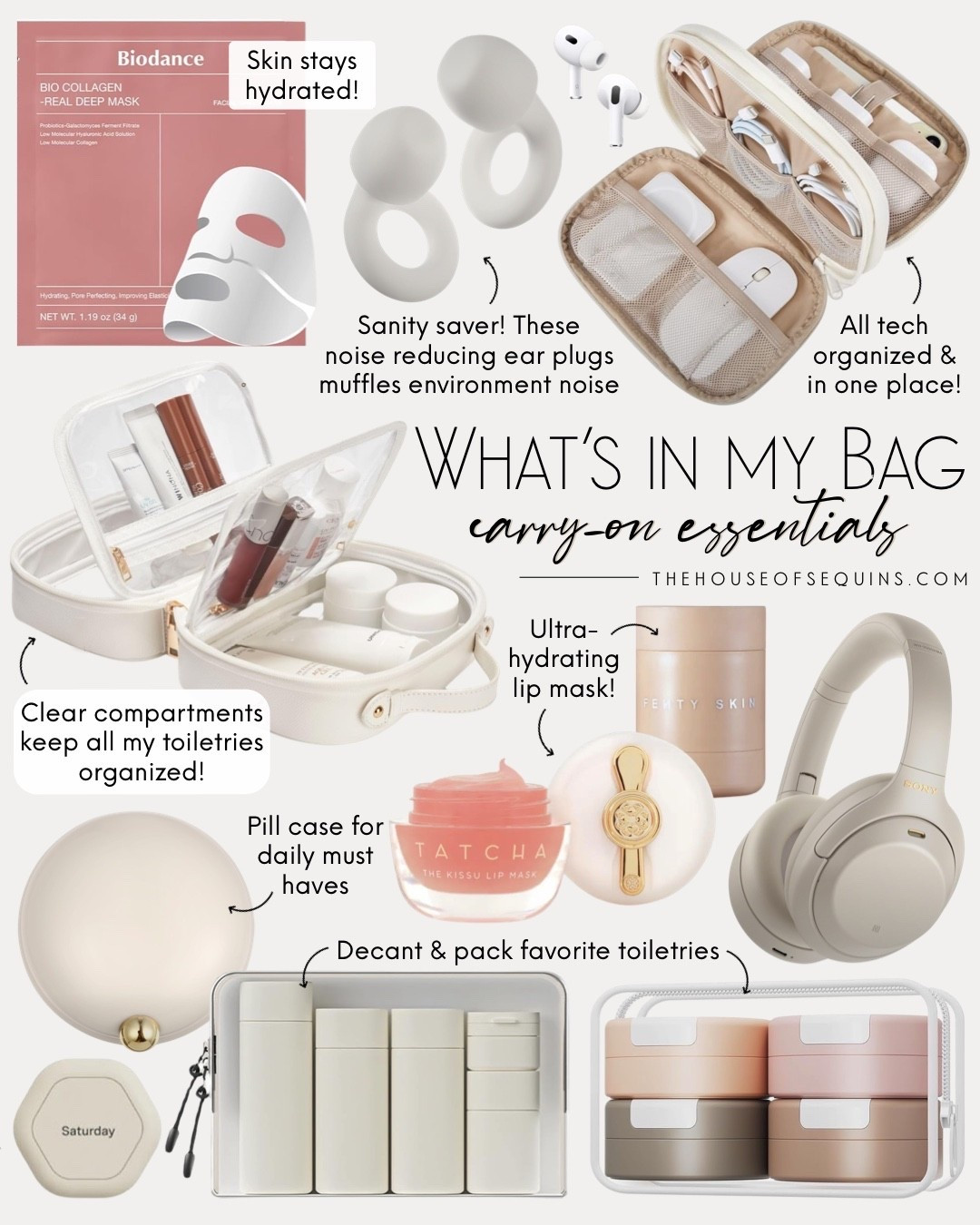 What’s in my bag, carry on bag essentials, travel must haves, travel essentials, toiletry case, makeup bag, toilet containers, face mask, tech organizer, wireless Bluetooth headphones, lip mask, beauty favorites, carry on luggage, weekender bag and more! 

Comment SHOP below to receive a DM with the link to this post on my LTK ⬇ https://liketk.it/5hINr #ltkfindsunder100 #ltkbeauty #ltktravel