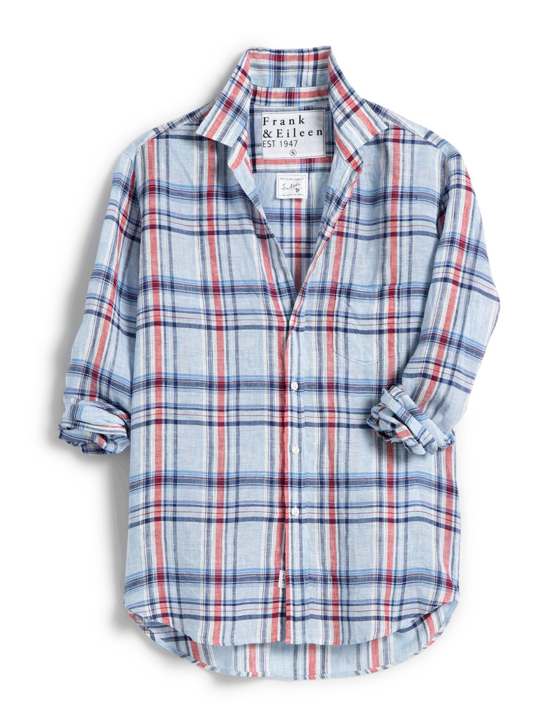 EILEEN Light Blue with Red Plaid, Classic Linen | Frank & Eileen