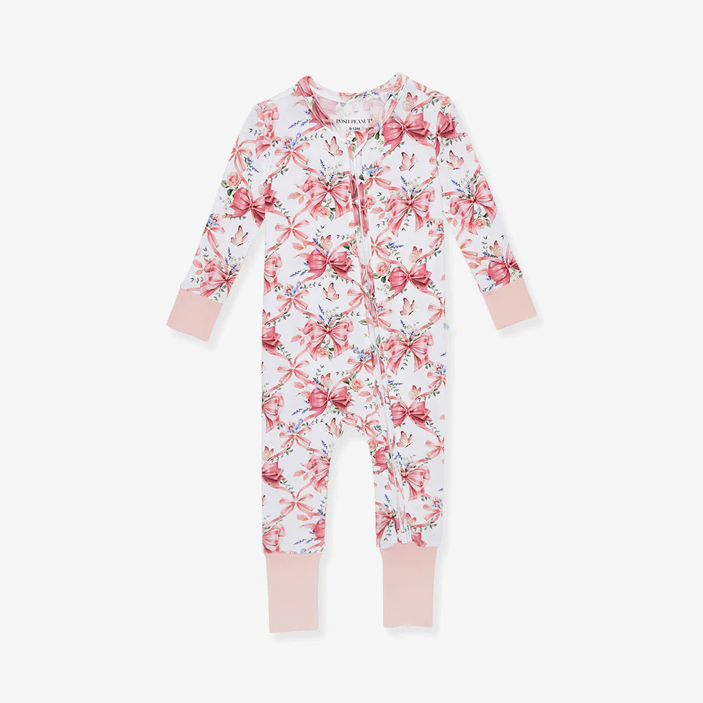 Floral Ribbons Pink Baby Convertible Sleeper | Loraine | Posh Peanut