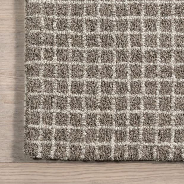 Grey Melrose Checked  Area Rug | Rugs USA