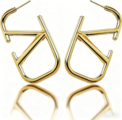 Luxury 14K V-Shaped Geometric Earrings Women Letter V Hypoallergenic Earrings Dangle Earrings Lig... | Amazon (US)