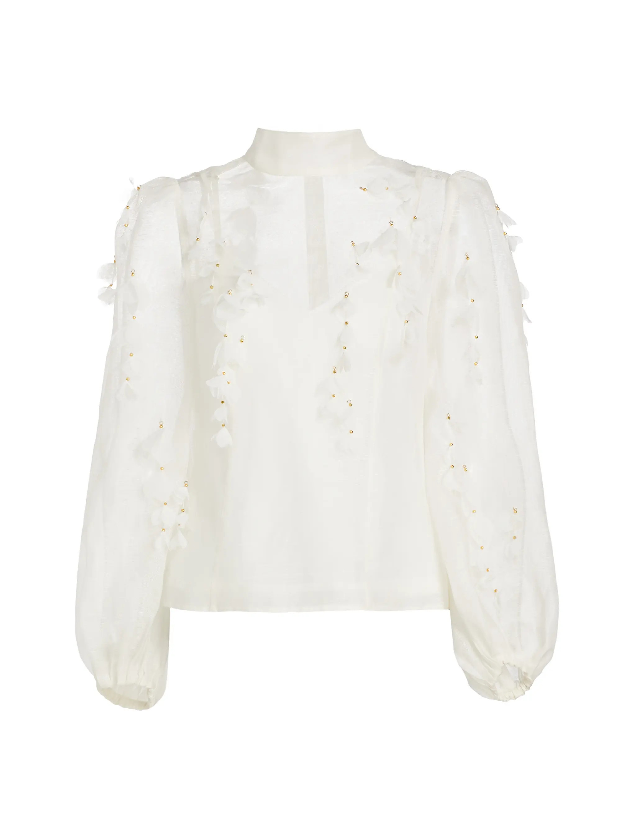 Shop Zimmermann Petal Linen-Silk Blouse | Saks Fifth Avenue | Saks Fifth Avenue