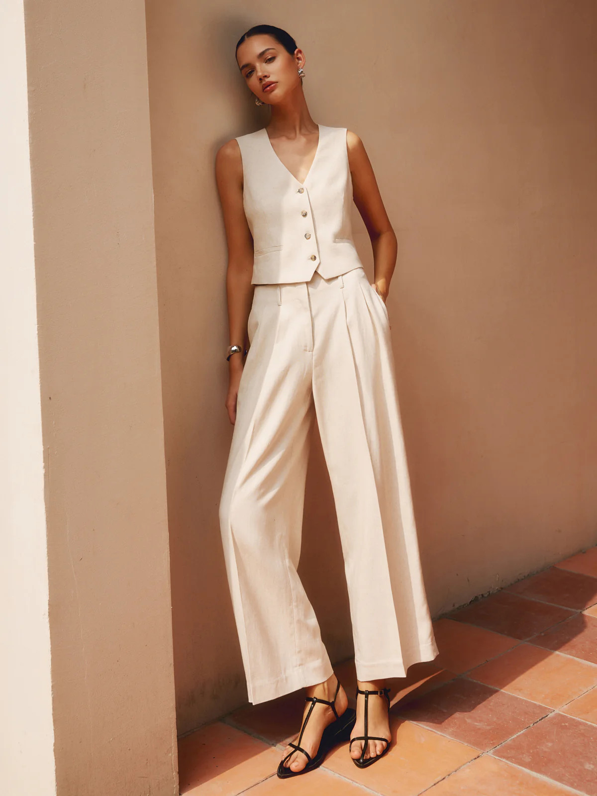 Solid Suit Straight Leg Pants | Commense