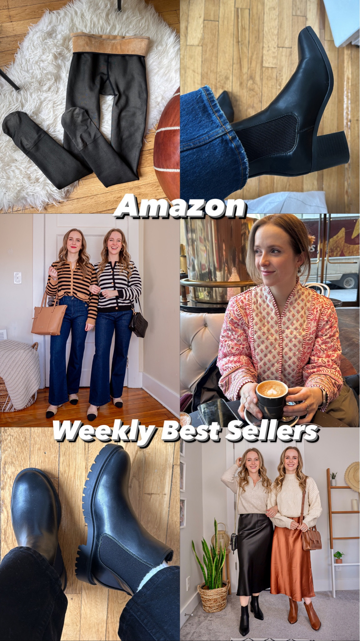 Amazon best sellers this week 
1. Striped cardigan jackets. Thick knit & metal buttons
2. Pink quilted jacket
3. Faux sheer fleece lined tights
4. Lug sole Chelsea boots
5. Elastic waist satin skirts
6. Pointed toe ankle boots
.
.
.
#amazonfashionfinds #amazonfashion

#LTKstyletip