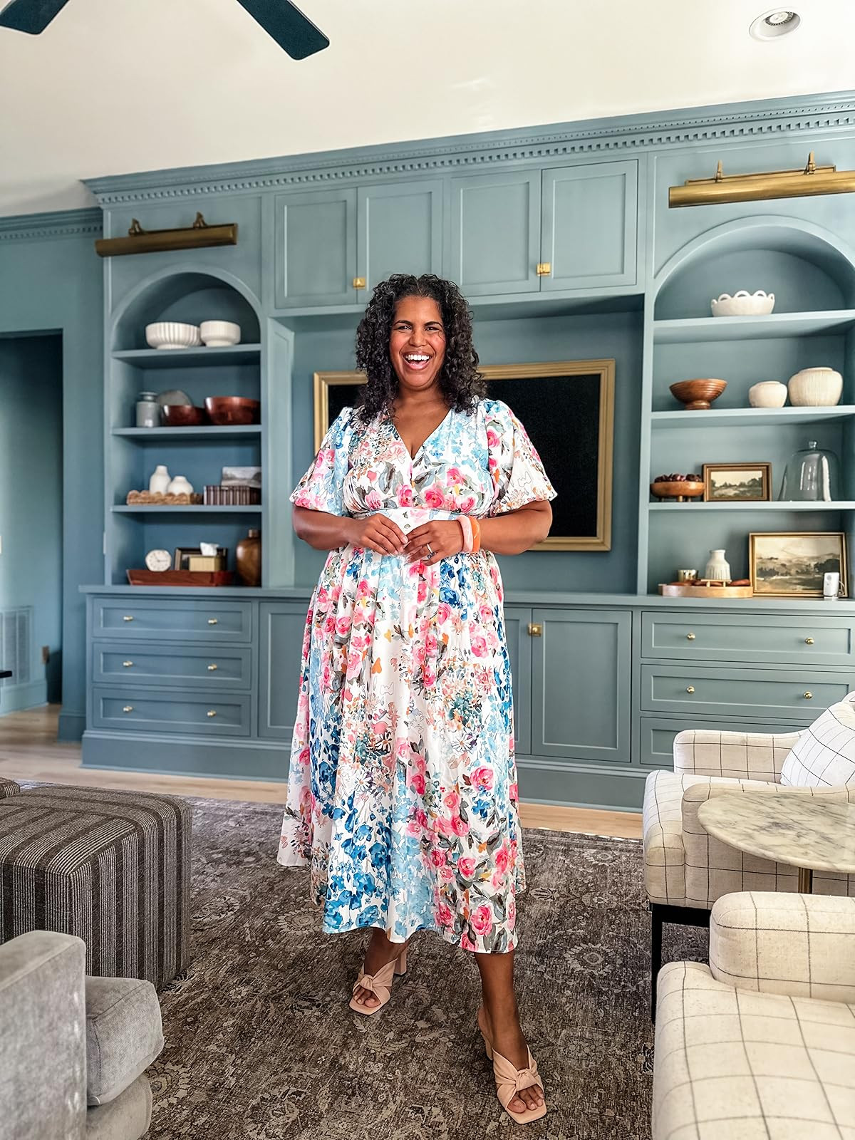 Wearing size xl in dress. Smocked in back to allow for more room for larger busts. Super comfortable too! #springstyle #amazonfinds 

 #LTKootd #LTKOver40 #LTKPlusSize