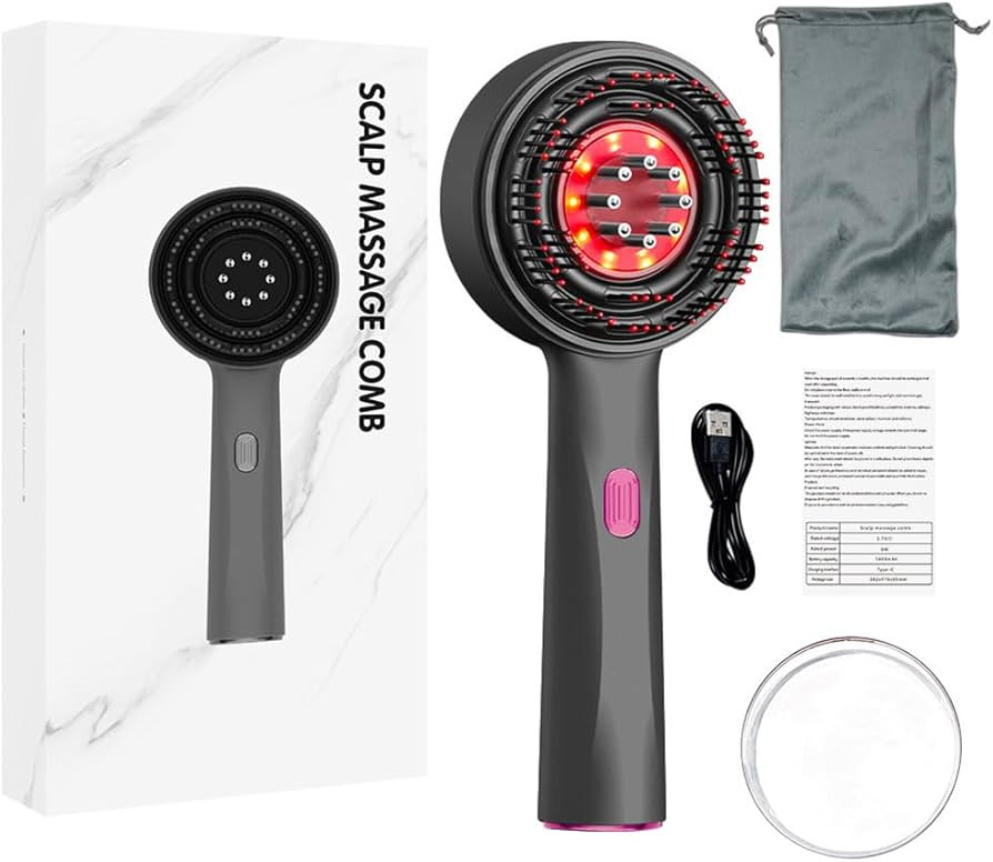 Elektrische Massagekamm-Haarbürsten, Rotlicht-Haarmassagegerät, 2 in 1 Haaröl-Applikator,3 Mod... | Amazon (DE)