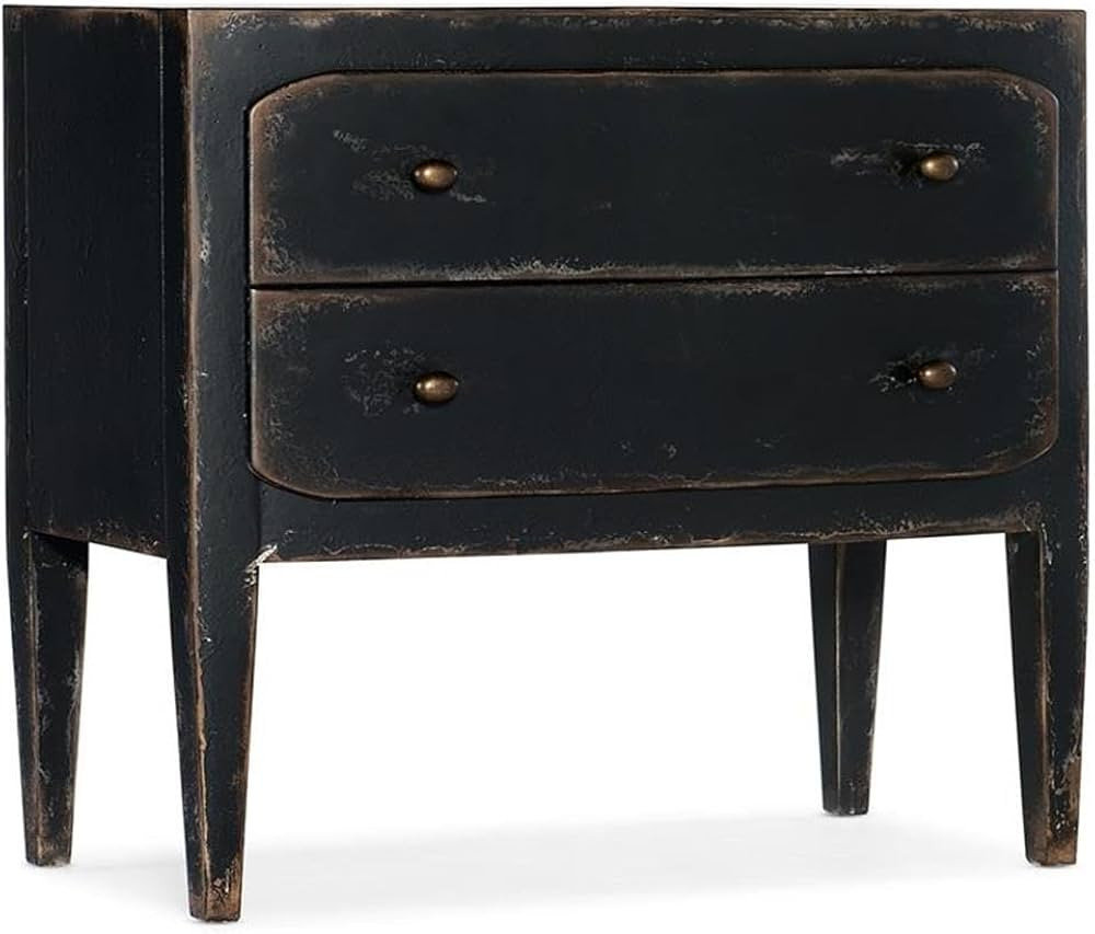 Hooker Furniture Ciao Bella Two-Drawer Wood Nightstand in Distressed Black | Amazon (US)