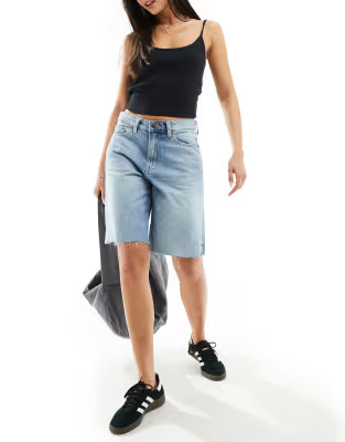 Weekday Monterey low waist wide leg denim shorts in tide blue | ASOS | ASOS (Global)