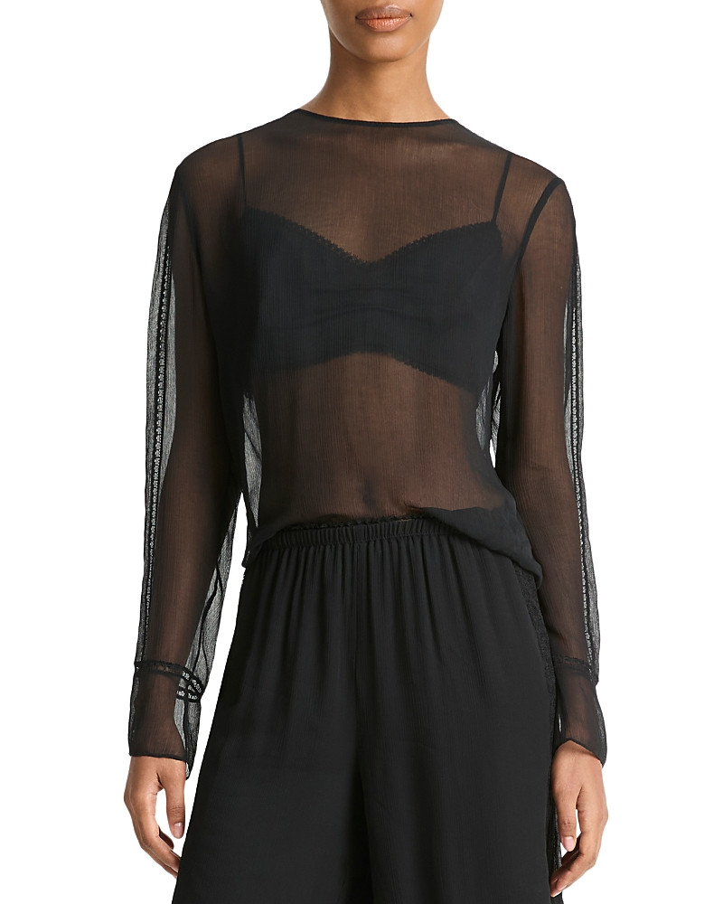 Vince Sheer Lace Trim Top | Bloomingdale's (US)