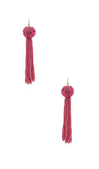 Vanessa Mooney Astrid Knotted Tassel Earring in Pink | Revolve Clothing
