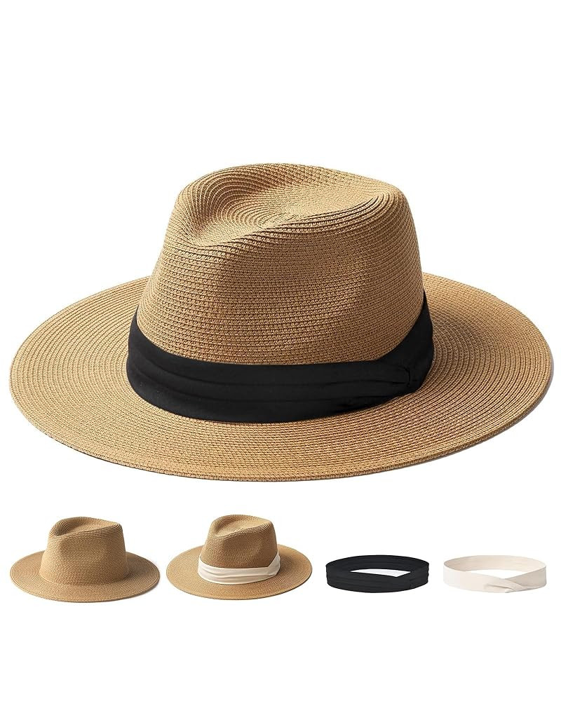 FURTALK Panama Hat Sun Hats for Women Men Wide Brim Fedora Straw Beach Hat UV UPF 80+ | Amazon (US)