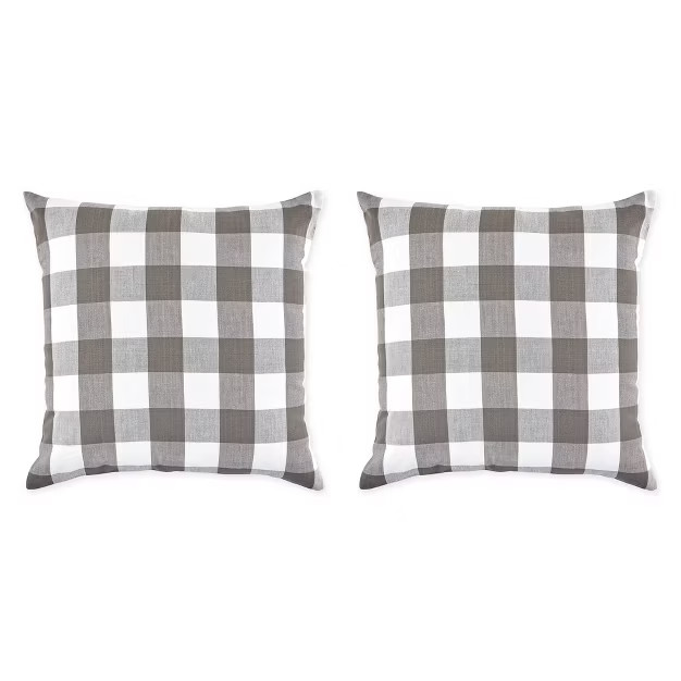 2pk 20"x20" Oversize Buffalo Check Square Throw Pillow Covers Gray/White - Design Imports | Target
